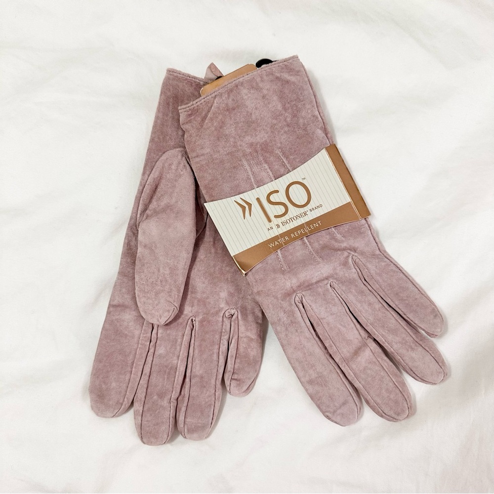 Isotoner Women's Soft Pinkish/Purple Genuine Leather Gloves - Large